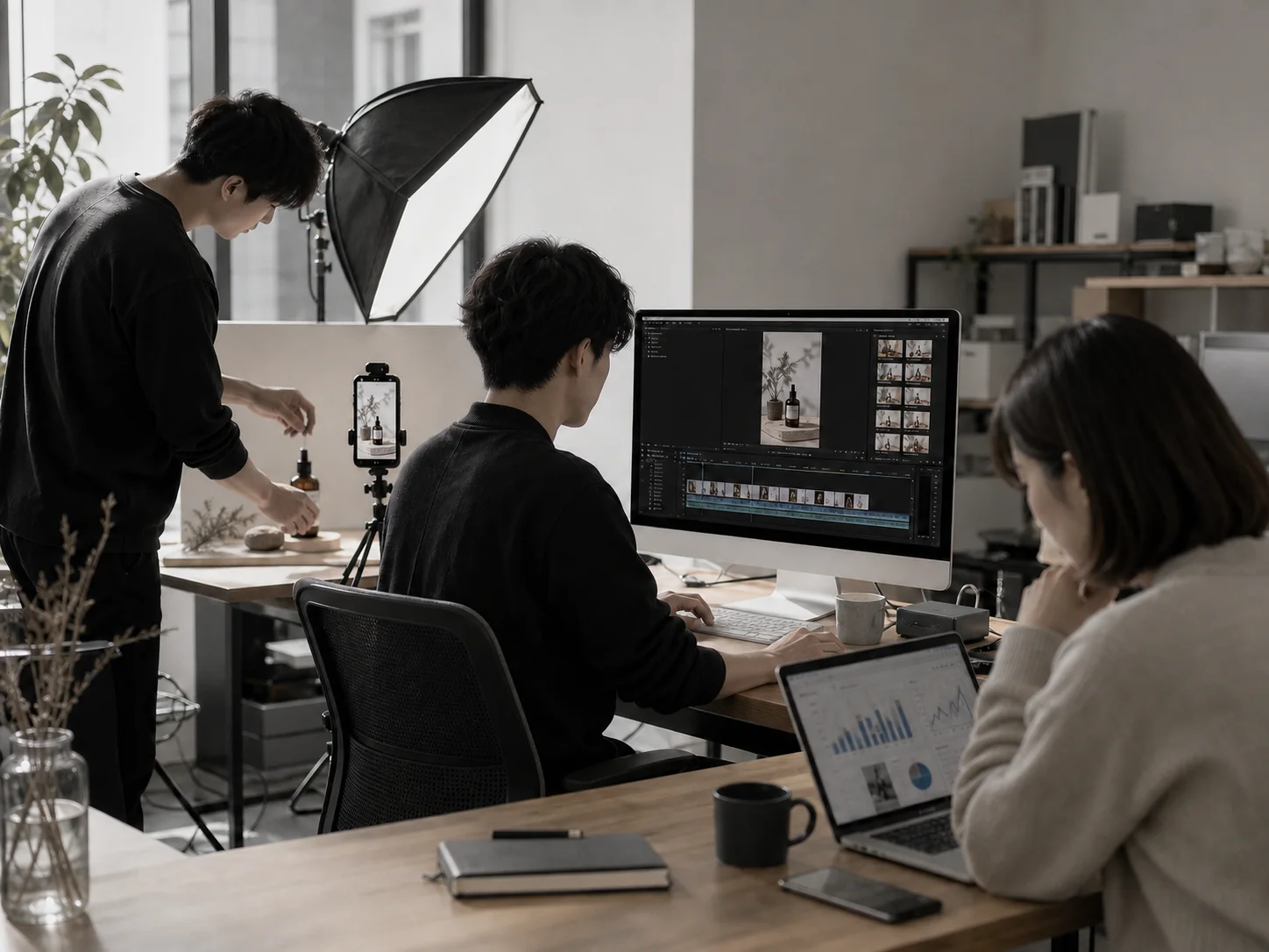 A team producing and analyzing short-form social media video